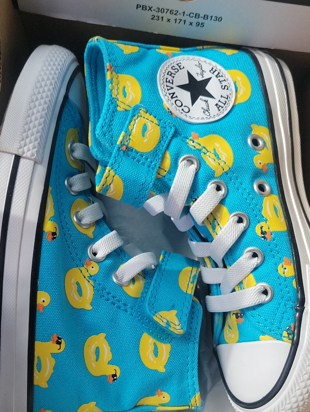 Converse Kids Turquoise High-Top Sneakers with Yellow Duck Print